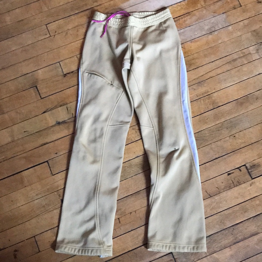 Nike Beige Track Pants with Pink Drawstring and White Side‎ Panels